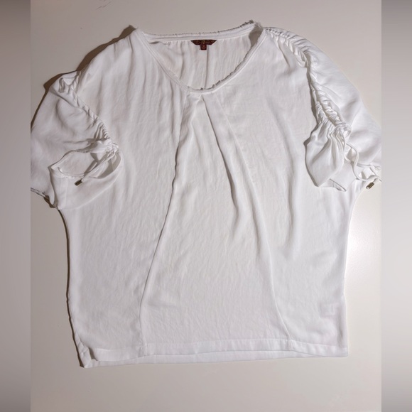 7 For All Mankind Elegant White Blouse with Gathered Sleeves - Picture 2 of 4